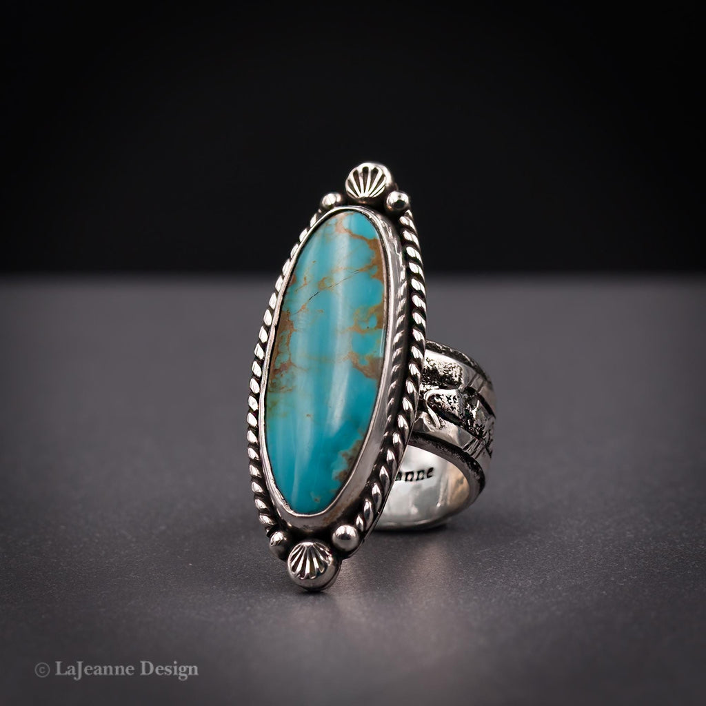 Size 7.5 - Royston Turquoise Sterling Silver Ring | Wide Band