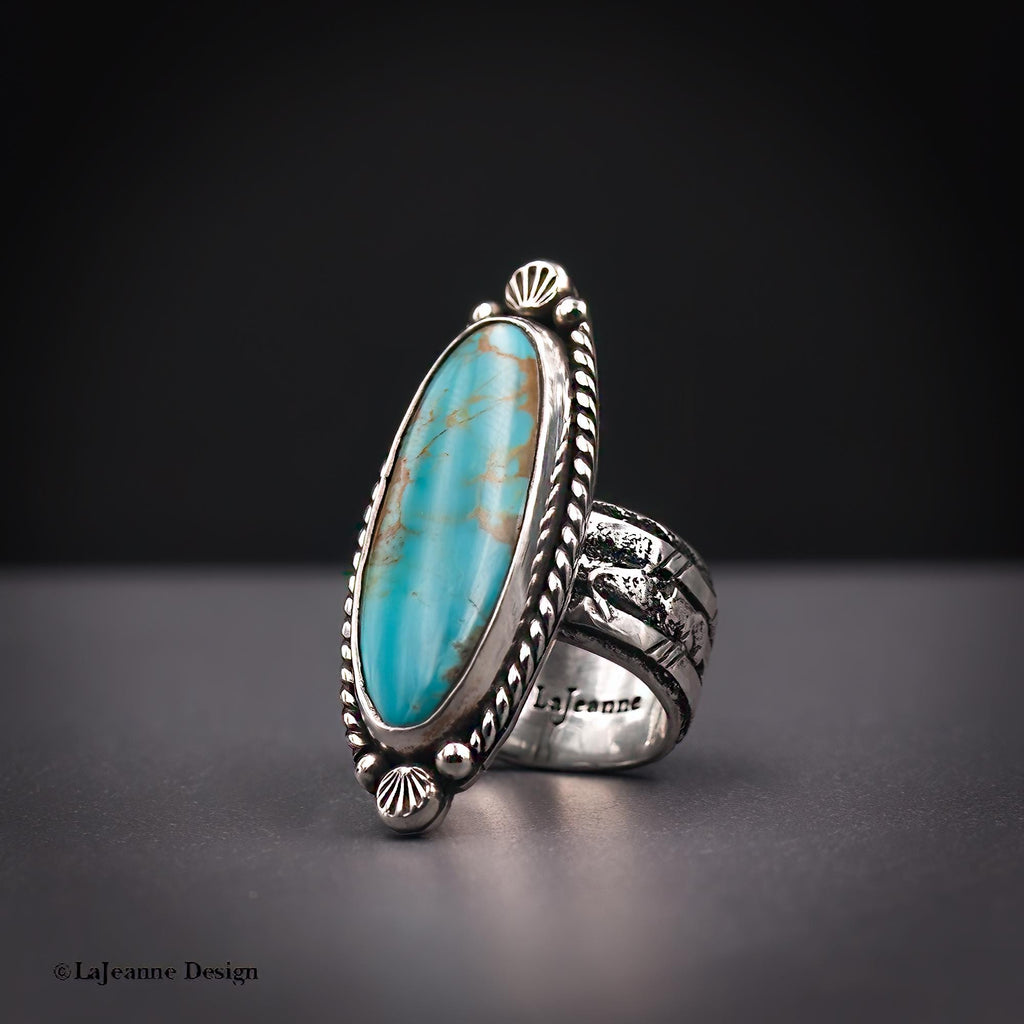Size 7.5 - Royston Turquoise Sterling Silver Ring | Wide Band