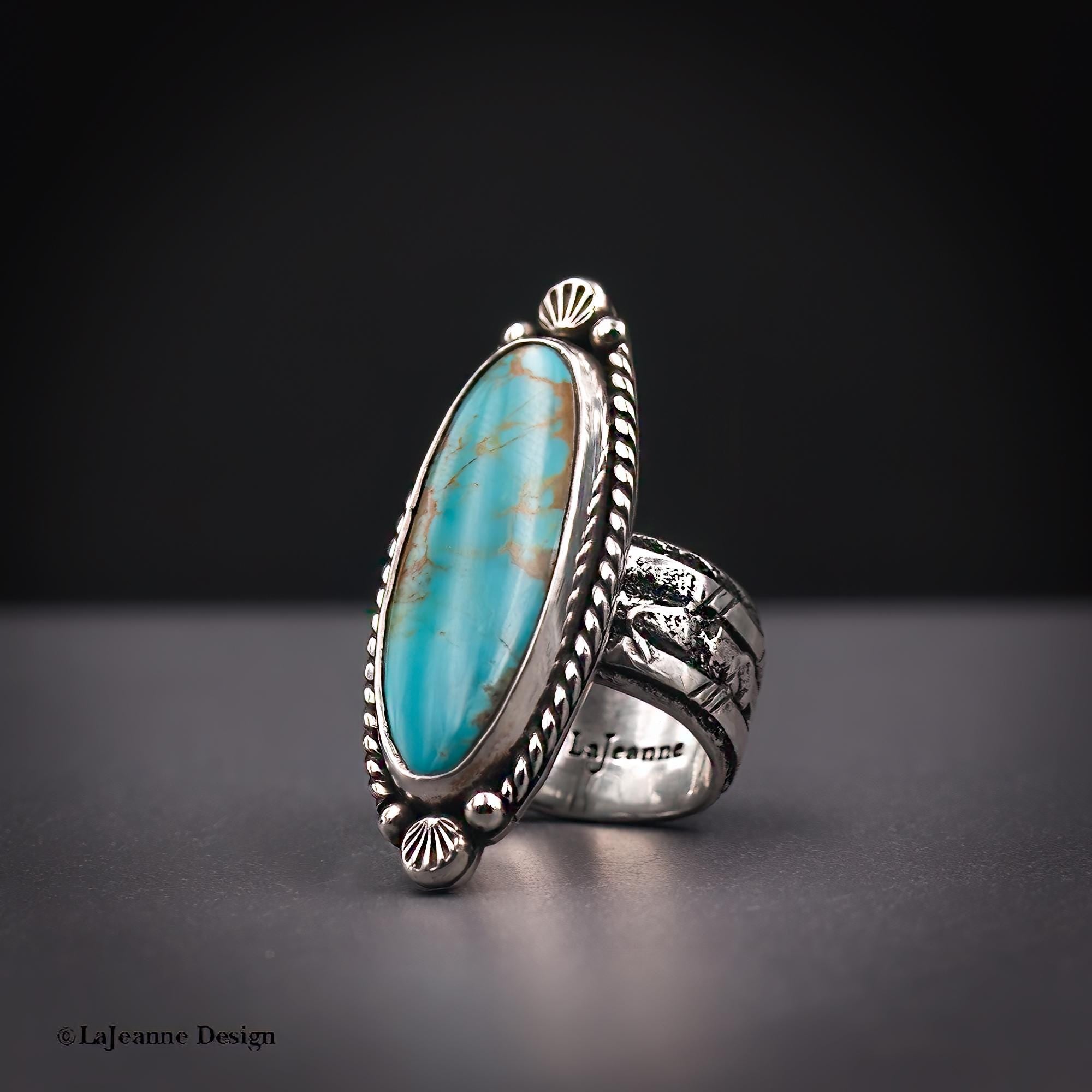 Size 7.5 - Royston Turquoise Sterling Silver Ring | Wide Band