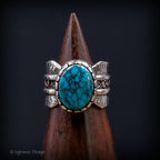 Size 8 - Egyptian Turquoise Sterling Silver Ring | Wide Band