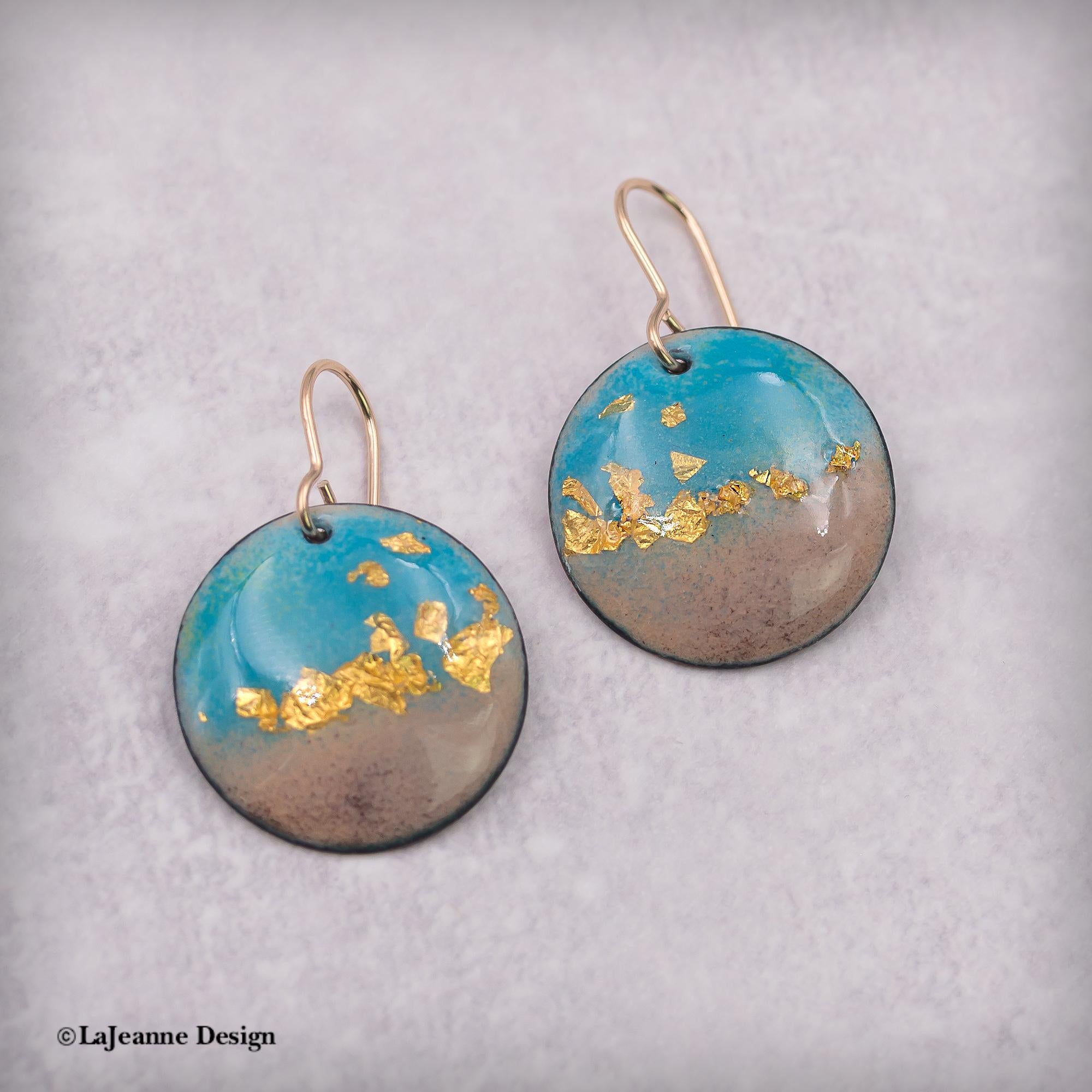 Enamel 24K Gold Earrings, 14kGF ear wires