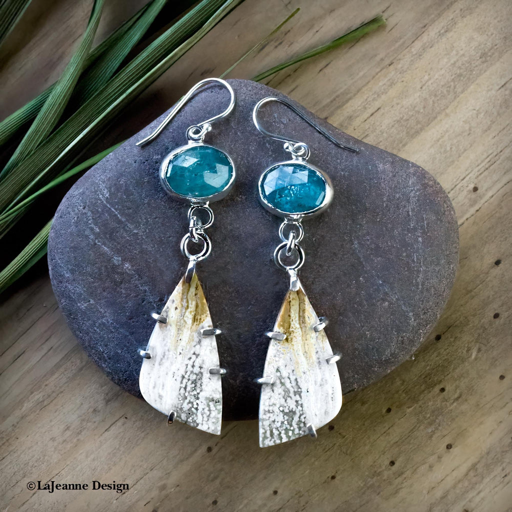 River Jasper & Blue Kyanite Sterling Silver Earrings