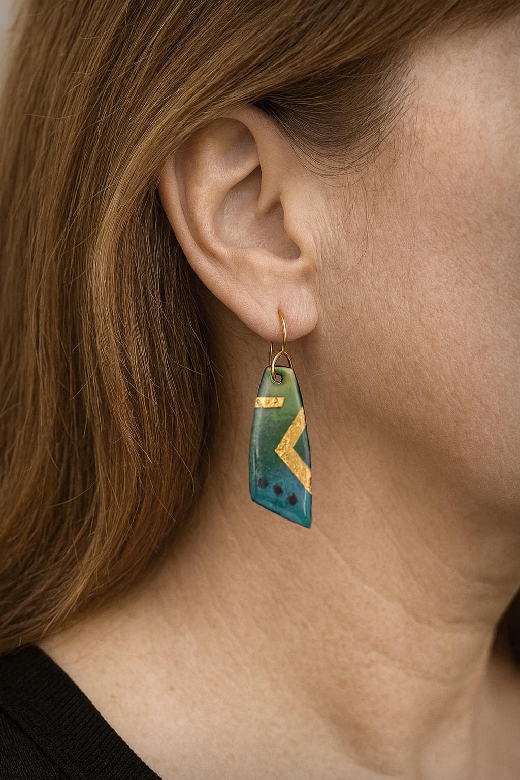 Enamel 24K Gold Earrings