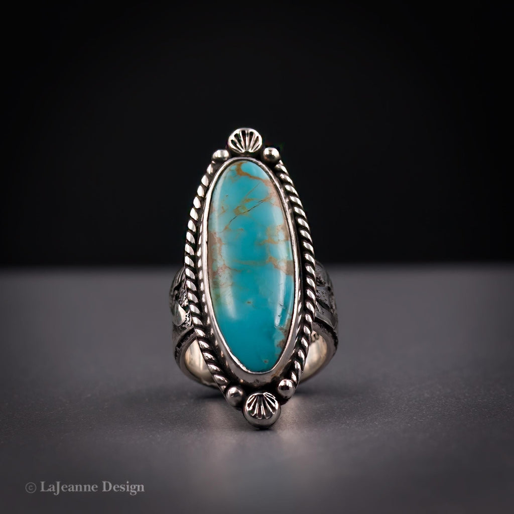 Size 7.5 - Royston Turquoise Sterling Silver Ring | Wide Band