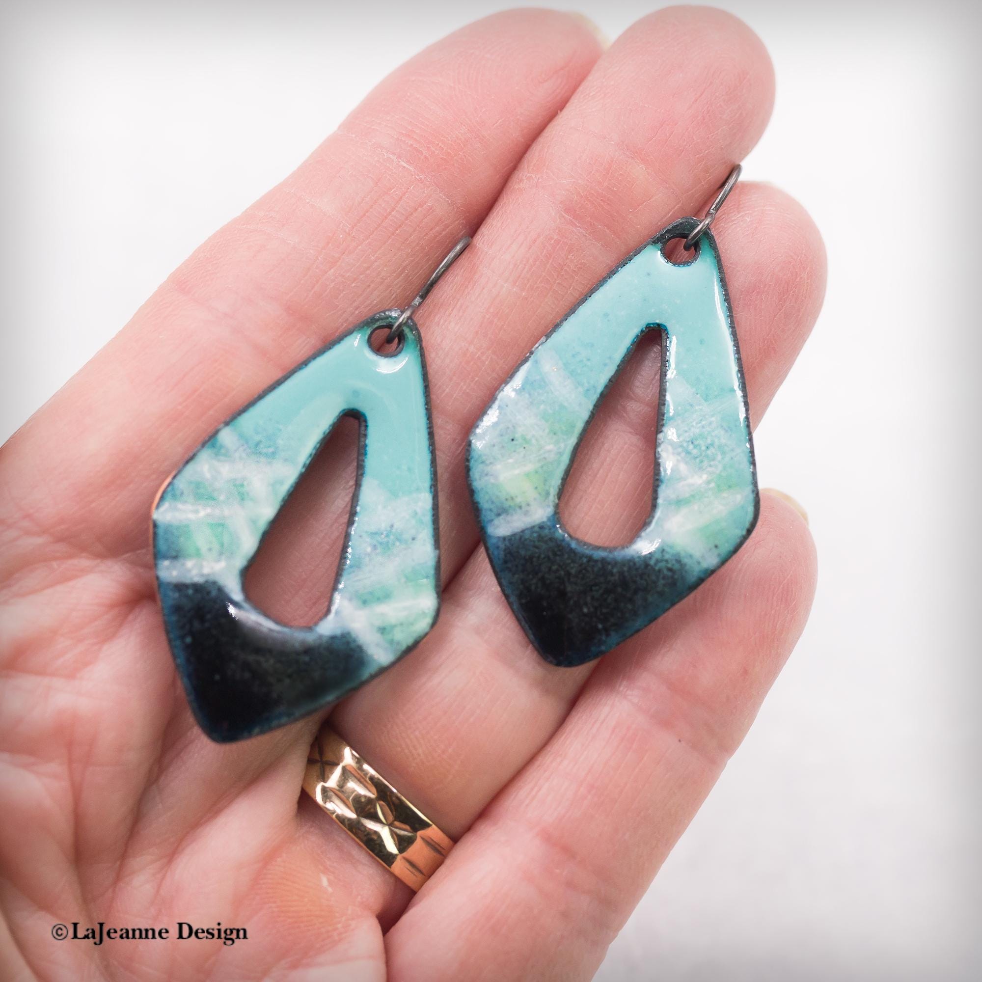 Blue  Enamel Earrings