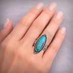 Size 7.5 - Royston Turquoise Sterling Silver Ring | Wide Band