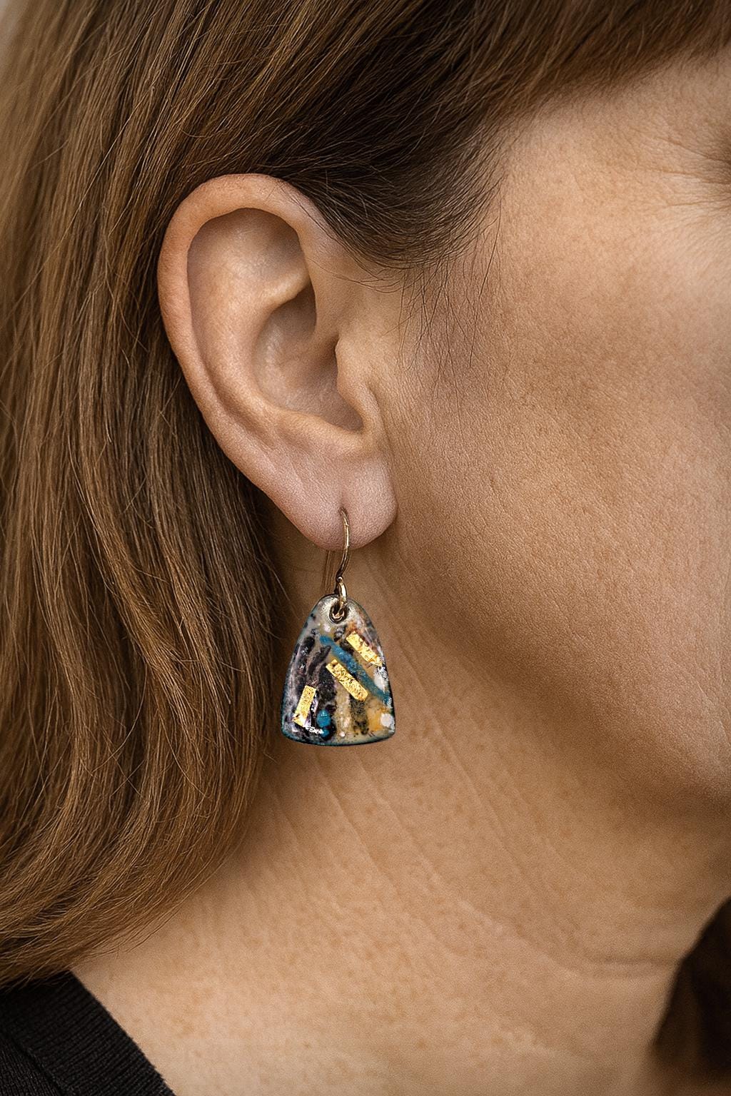 Enamel 24K Gold Earrings