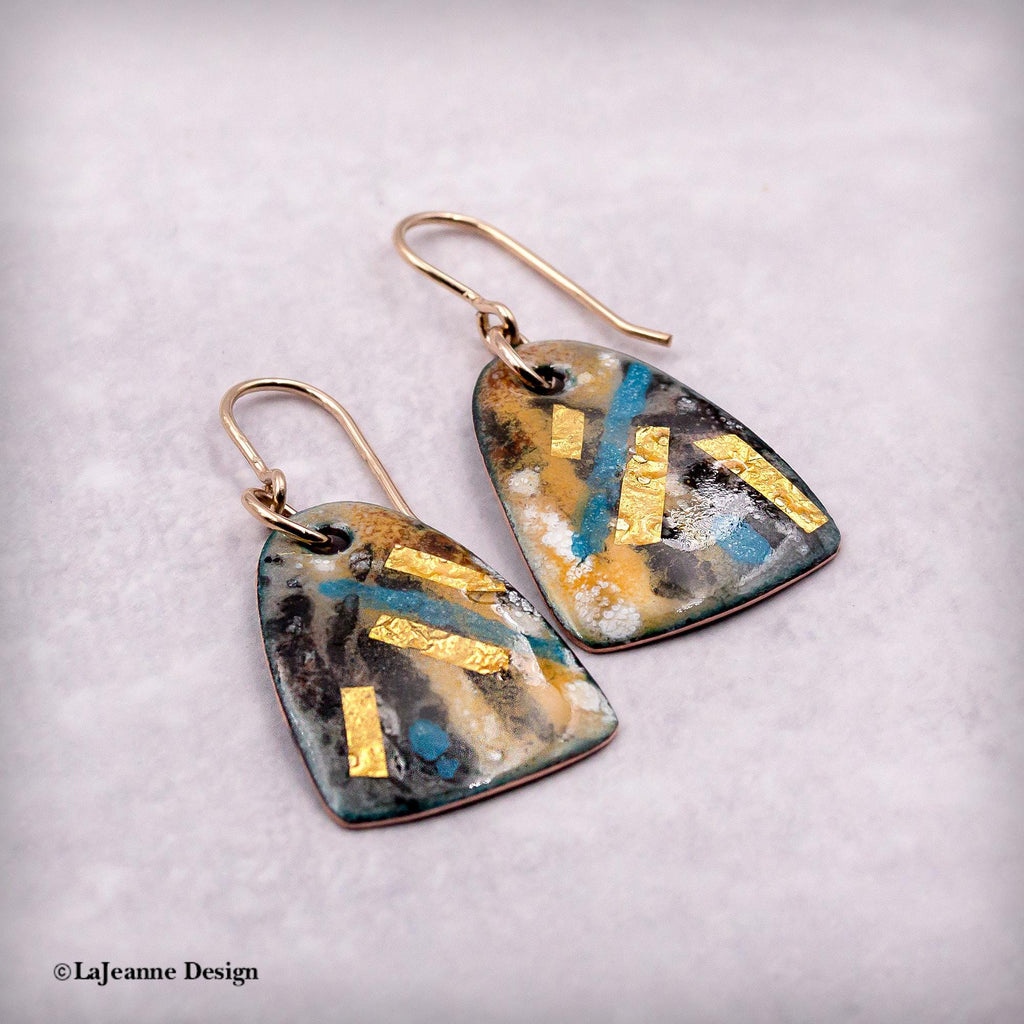 Enamel 24K Gold Earrings