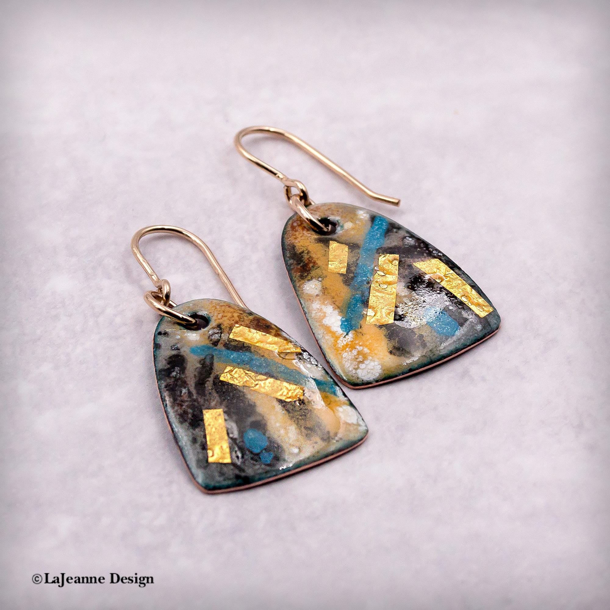 Enamel 24K Gold Earrings