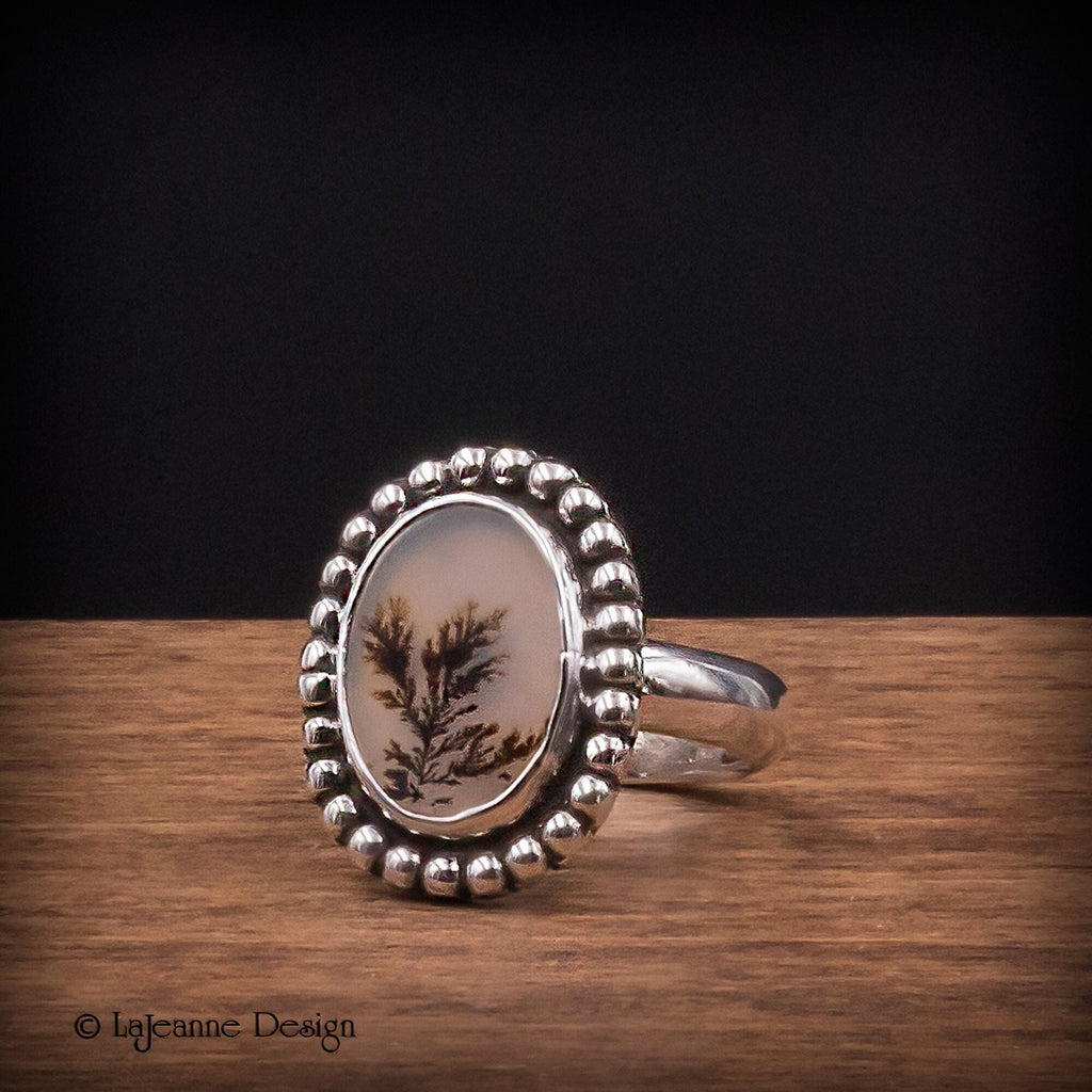 Size 6.75 - Dendritic Agate Sterling Silver Ring