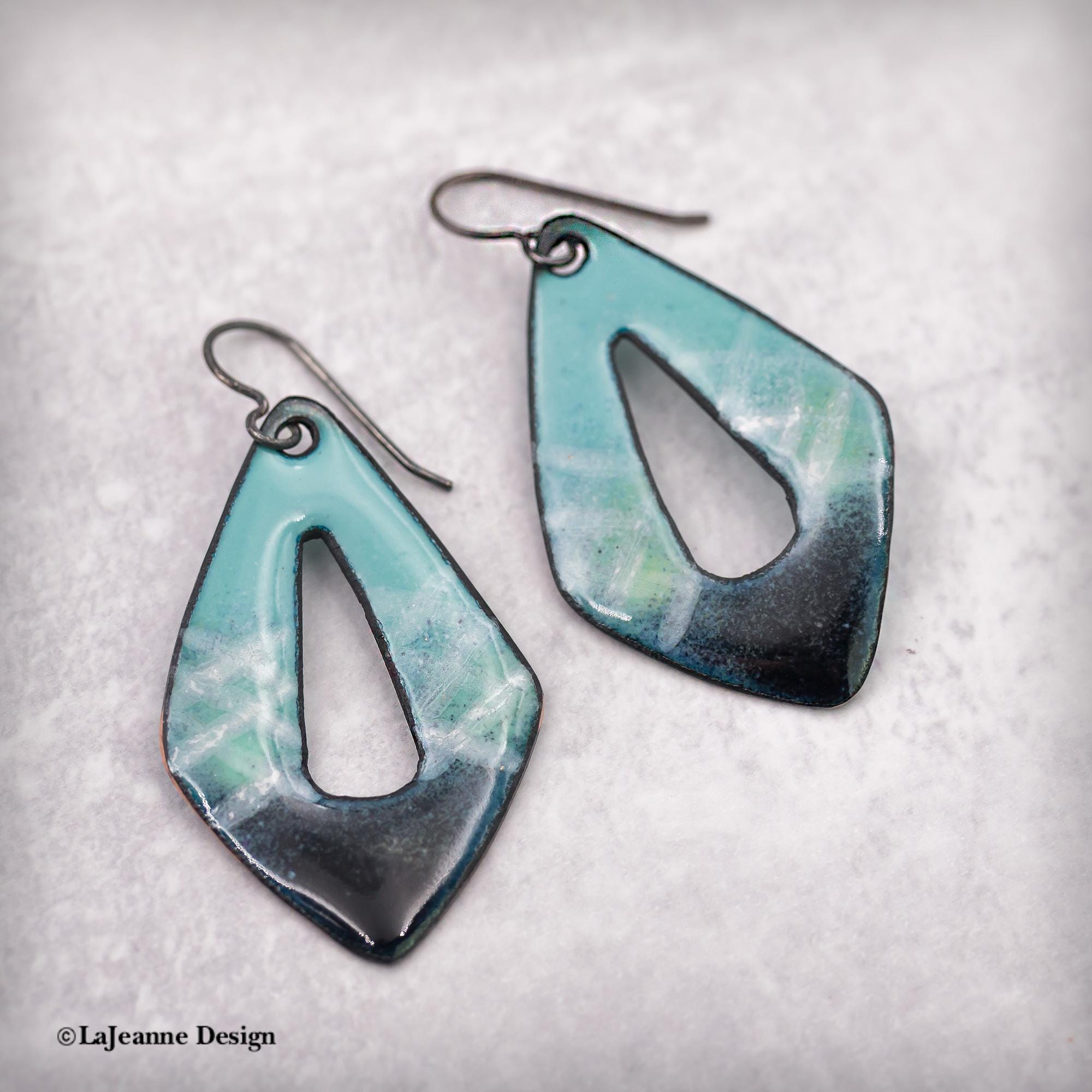 Blue  Enamel Earrings