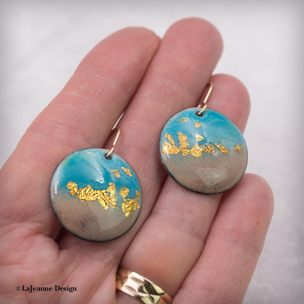 Enamel 24K Gold Earrings, 14kGF ear wires