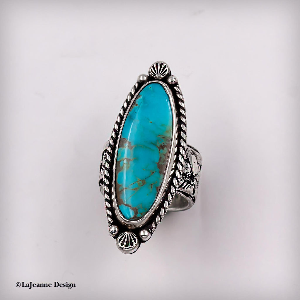 Size 7.5 - Royston Turquoise Sterling Silver Ring | Wide Band