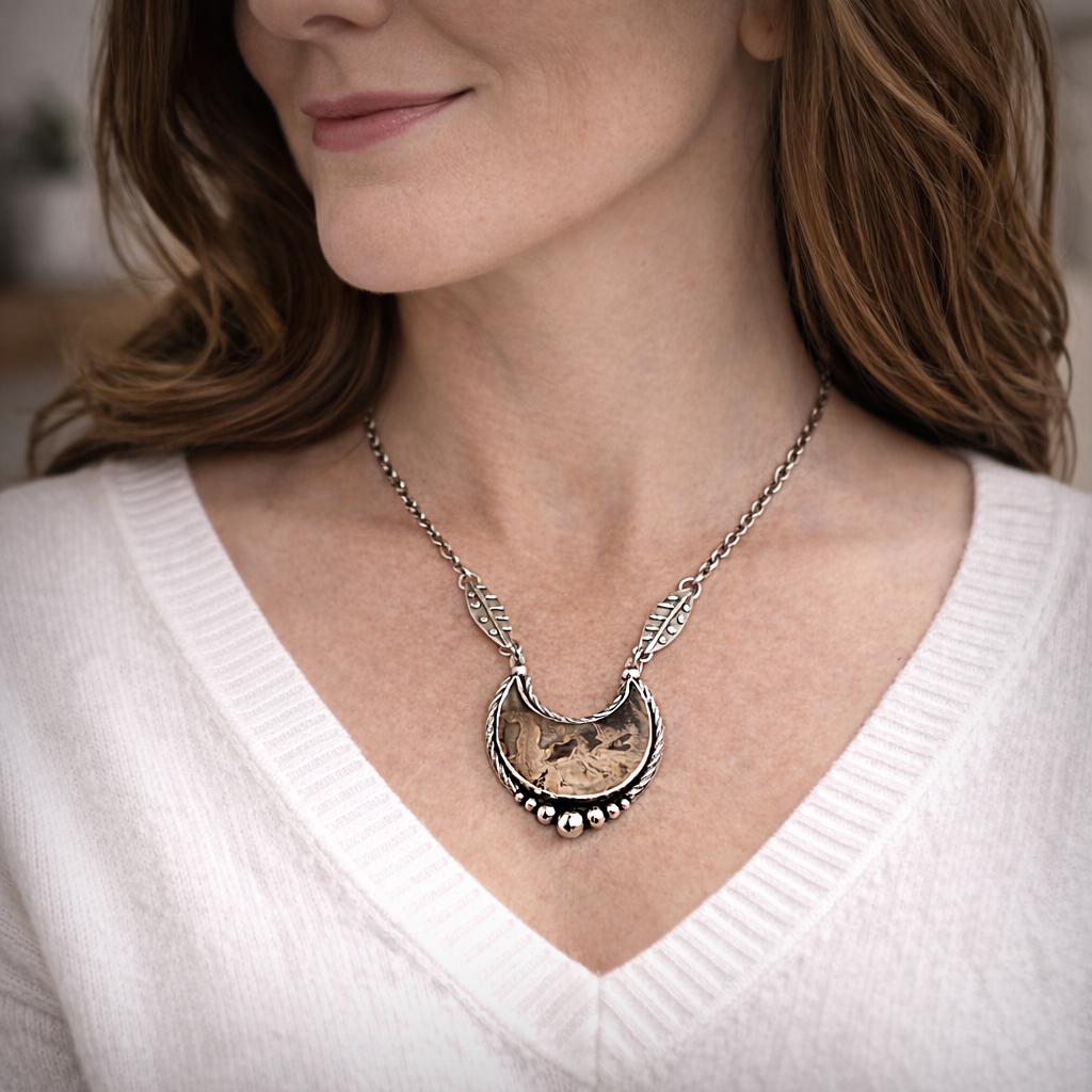 Palm Root Sterling Silver Statement Necklace