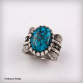 Size 8 - Egyptian Turquoise Sterling Silver Ring | Wide Band