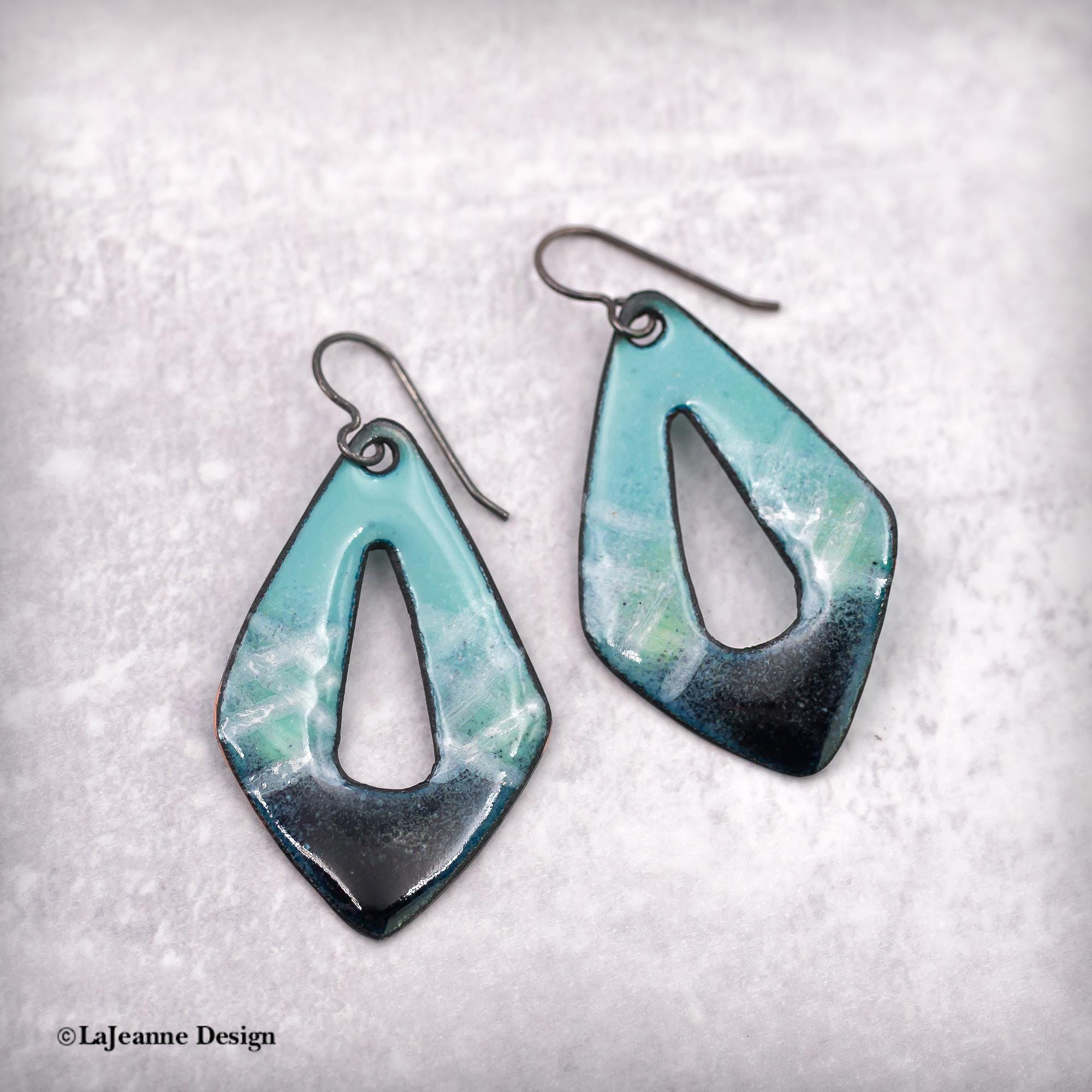 Blue  Enamel Earrings