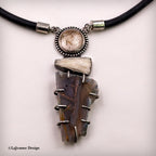 Chrysocolla in Chalcedony, Rutilated Quartz & Coral Necklace