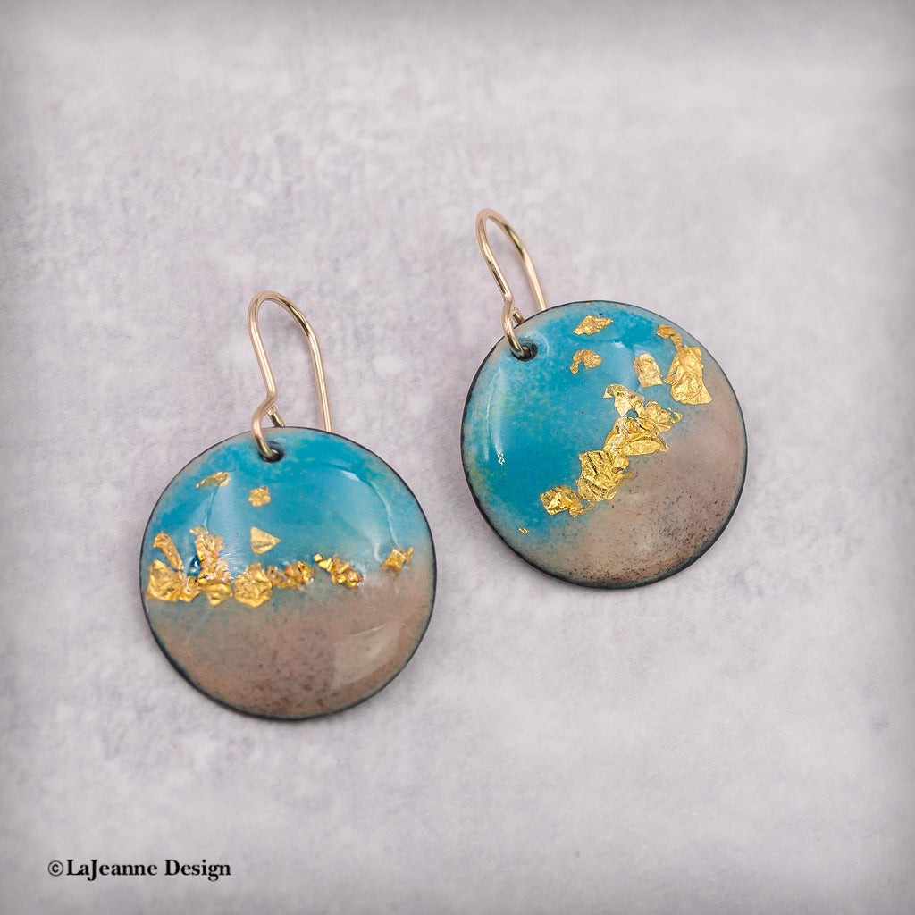 Enamel 24K Gold Earrings, 14kGF ear wires