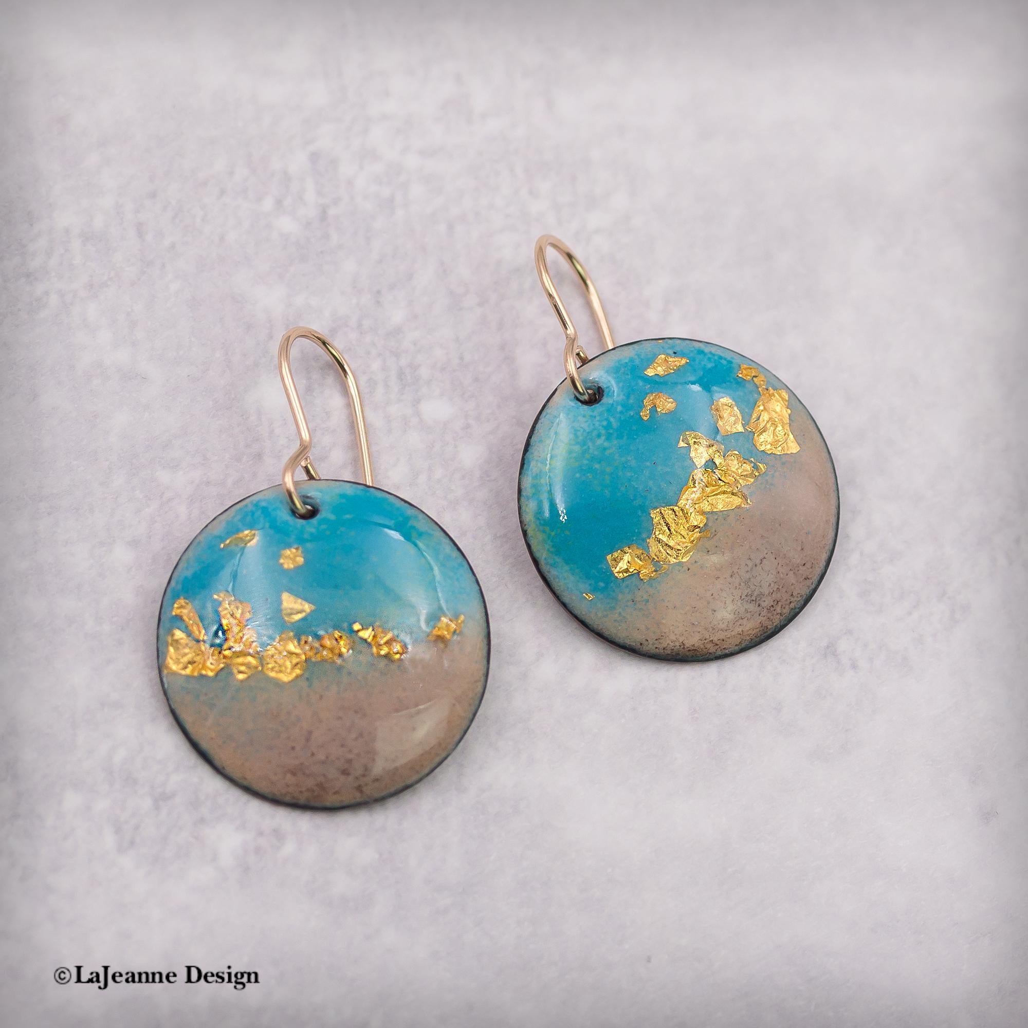 Enamel 24K Gold Earrings, 14kGF ear wires