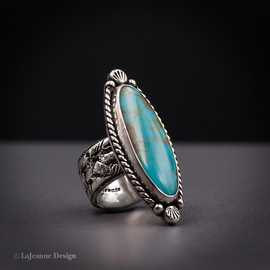 Size 7.5 - Royston Turquoise Sterling Silver Ring | Wide Band