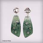 Green Enamel and Silver Earrings