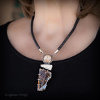 Chrysocolla in Chalcedony, Rutilated Quartz & Coral Necklace