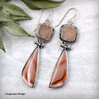 Agate Motif & Druzy Quartz Sterling Silver Earrings