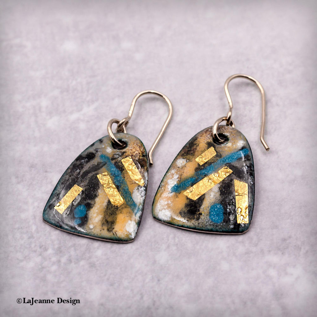 Enamel 24K Gold Earrings