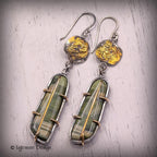 Ricolite Intarsia, 18K & 24K Gold Sterling Silver Earrings