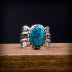 Size 8 - Egyptian Turquoise Sterling Silver Ring | Wide Band