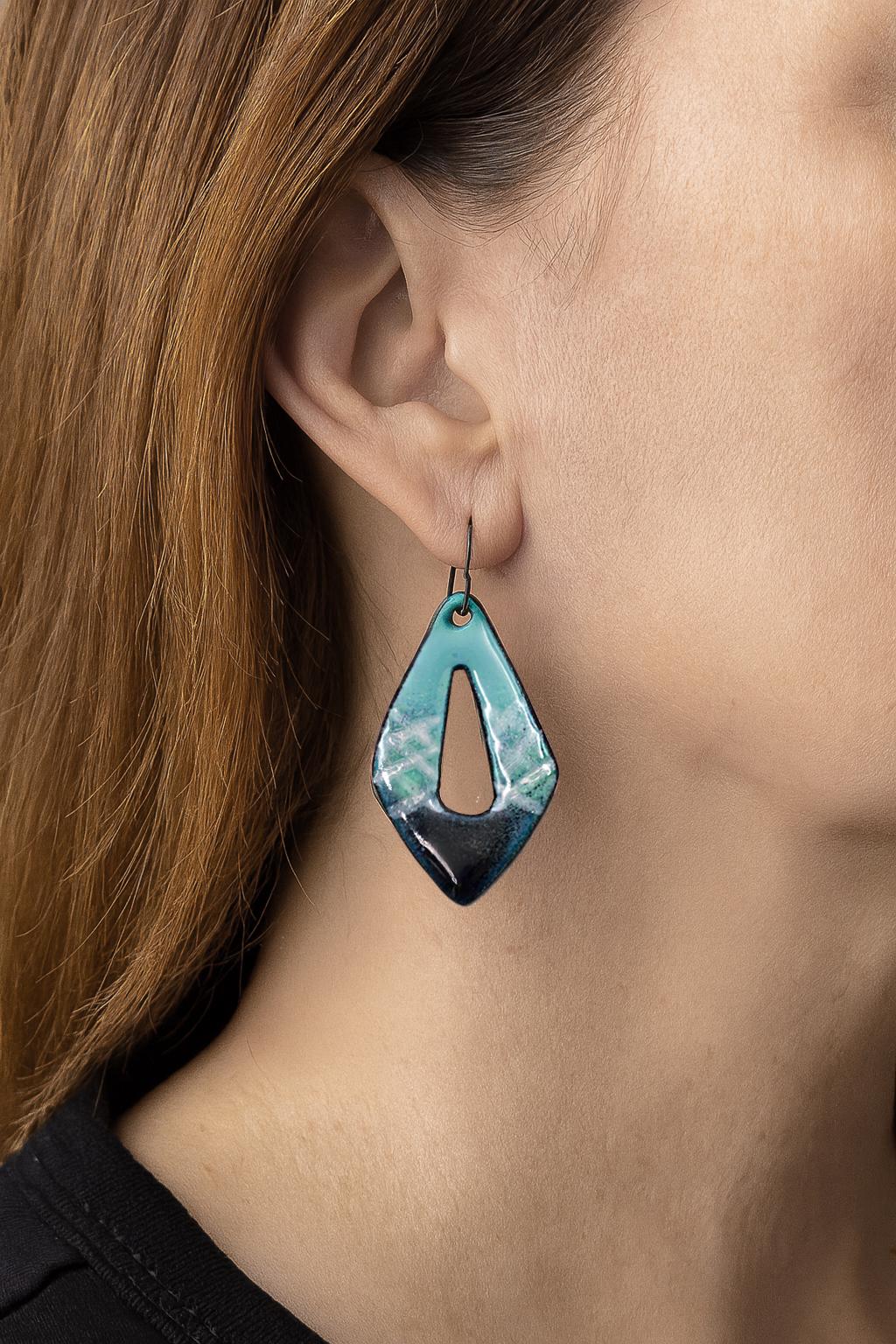 Blue  Enamel Earrings