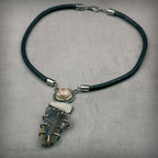 Chrysocolla in Chalcedony, Rutilated Quartz & Coral Necklace