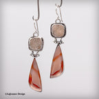 Agate Motif & Druzy Quartz Sterling Silver Earrings
