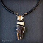 Chrysocolla in Chalcedony, Rutilated Quartz & Coral Necklace