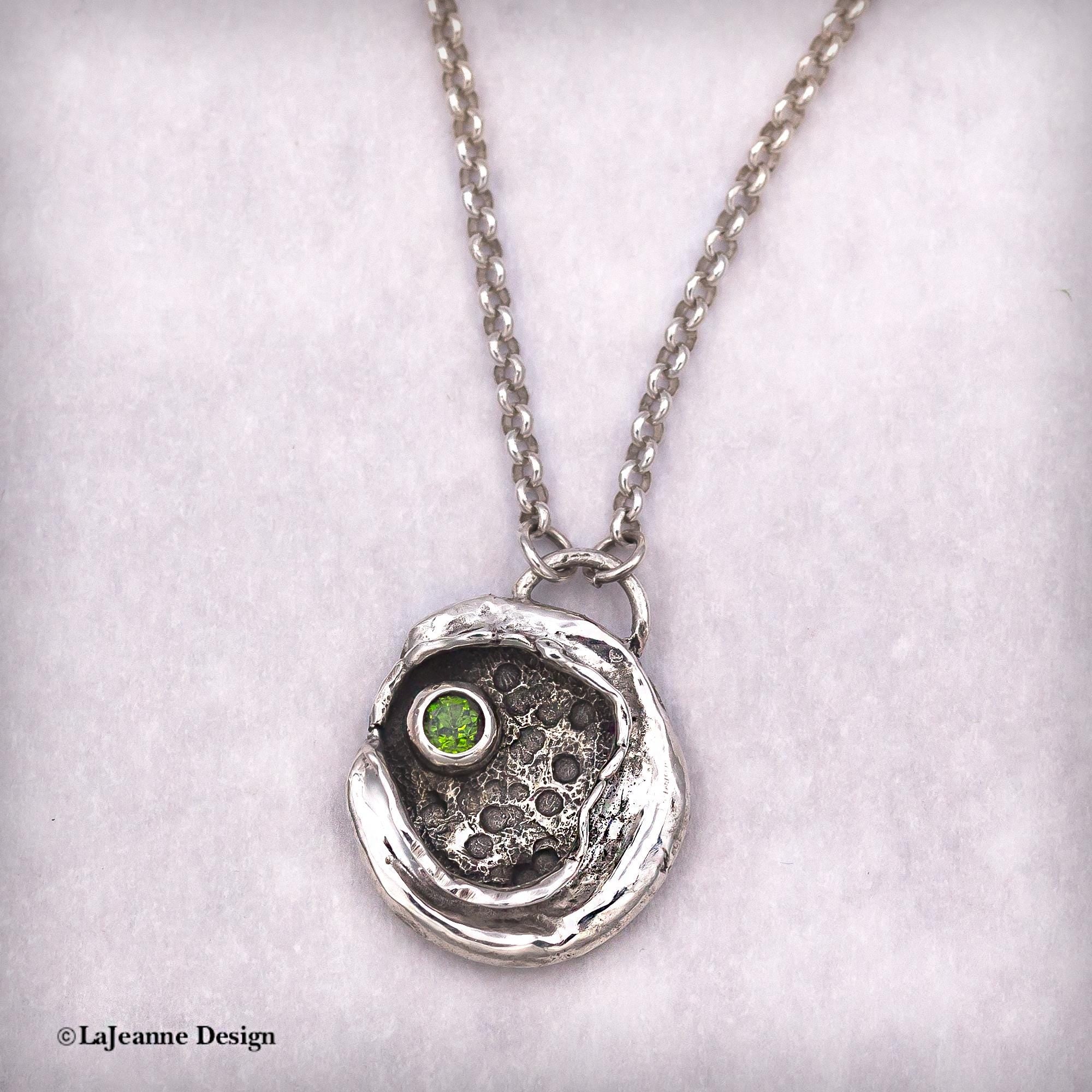 Molten Silver & Peridot Sterling Silver Necklace