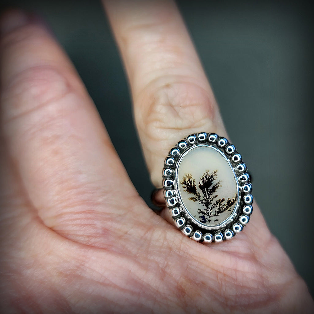 Size 6.75 - Dendritic Agate Sterling Silver Ring