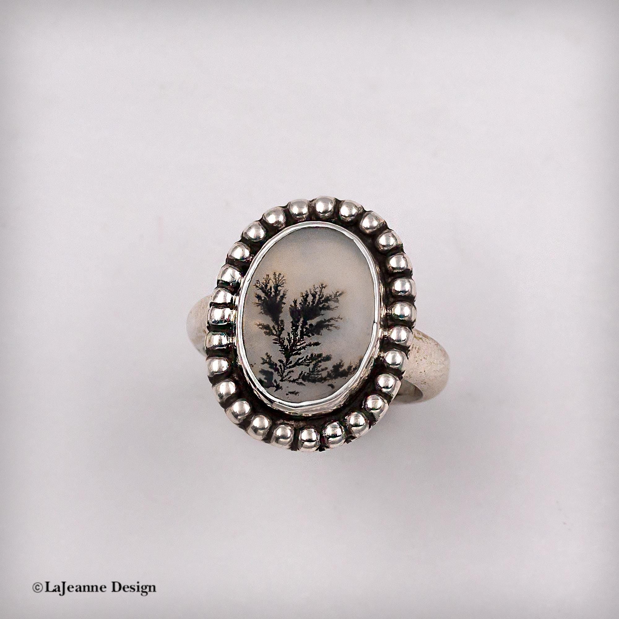 Size 6.75 - Dendritic Agate Sterling Silver Ring
