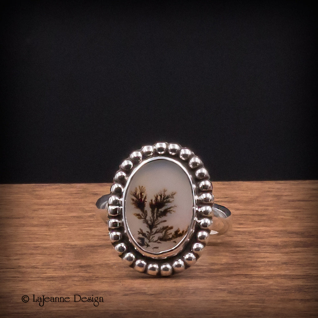 Size 6.75 - Dendritic Agate Sterling Silver Ring