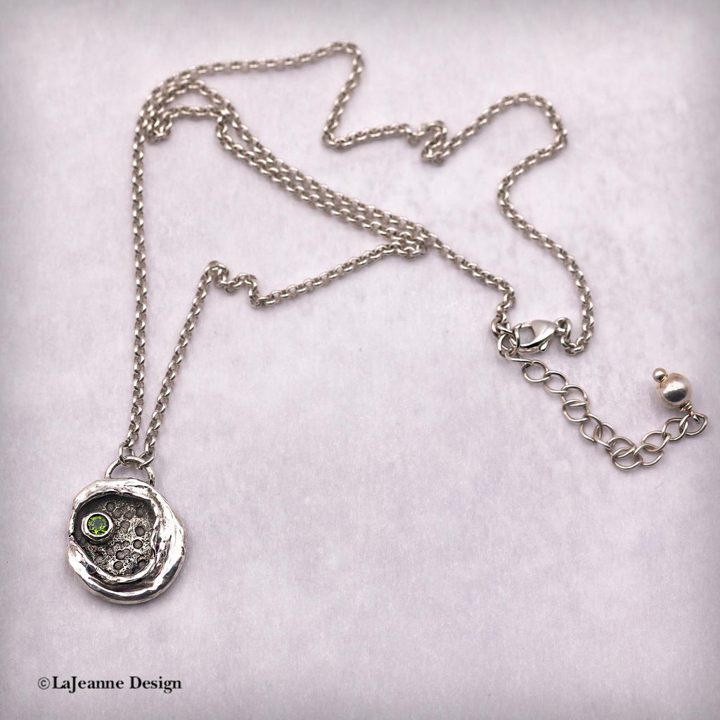 Molten Silver & Peridot Sterling Silver Necklace