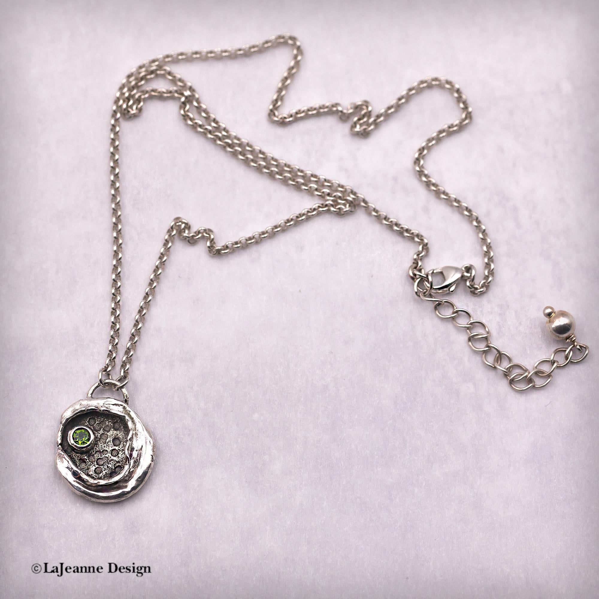 Molten Silver & Peridot Sterling Silver Necklace