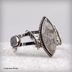 Fossil Coral & Druzy Sterling Silver Cuff Bracelet