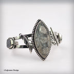 Fossil Coral & Druzy Sterling Silver Cuff Bracelet