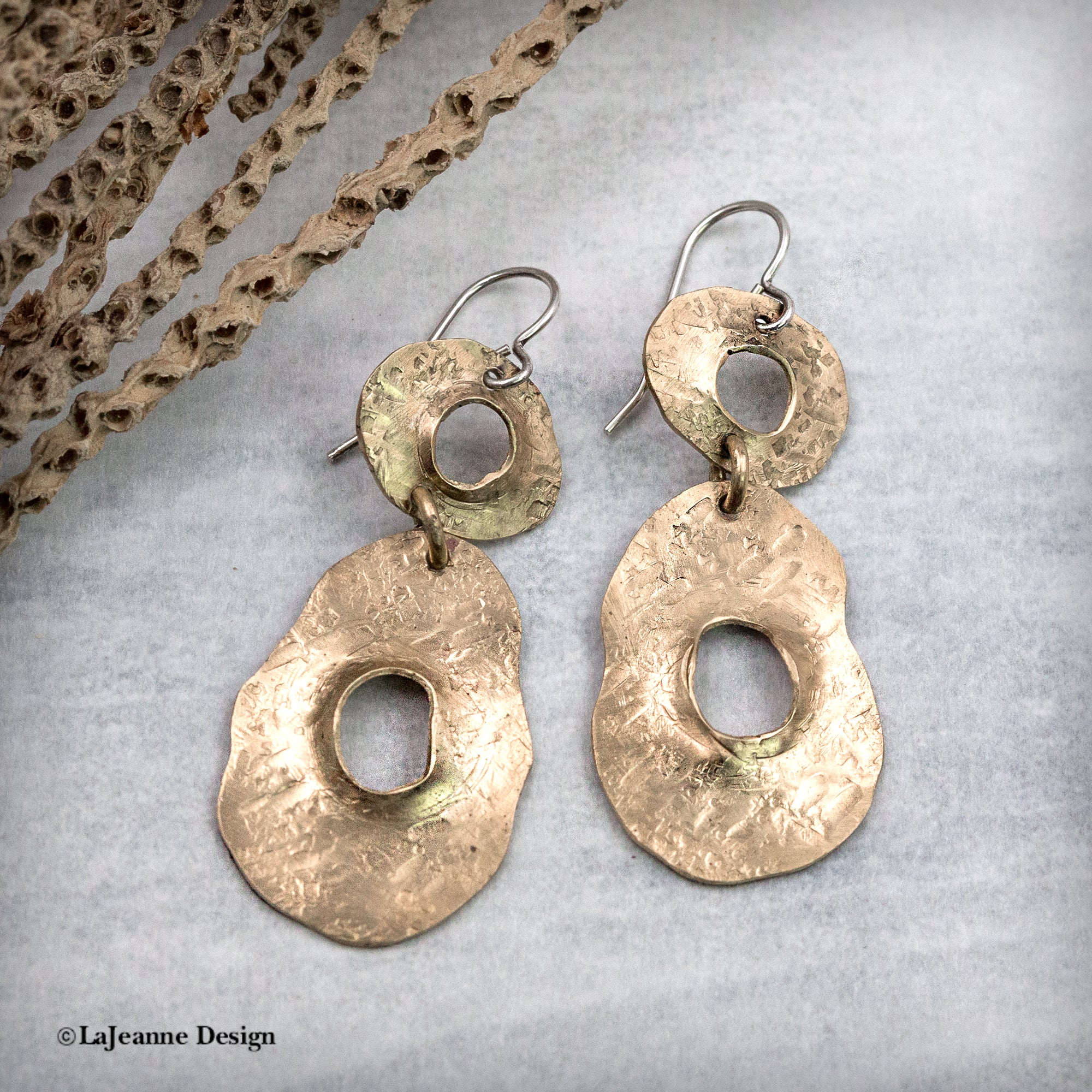 Textured Brass Earrings