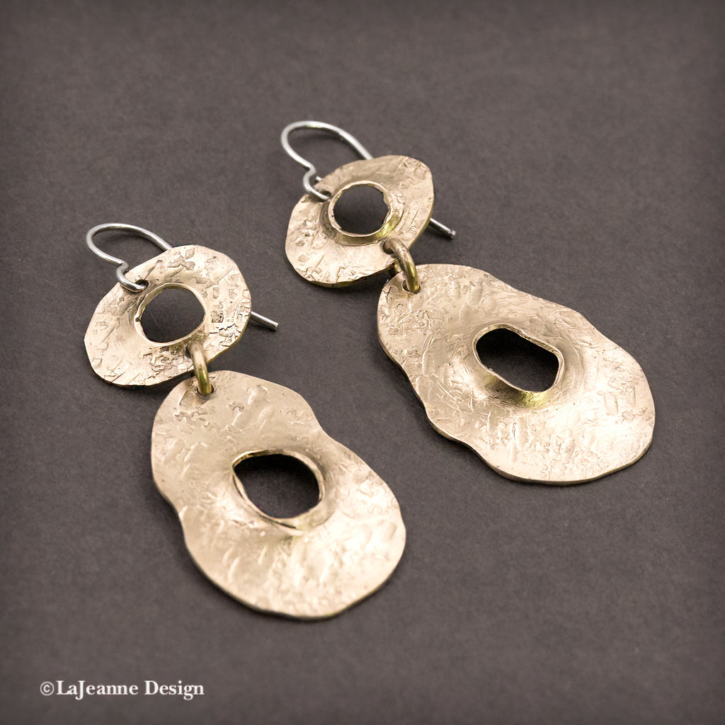 Textured Brass Earrings