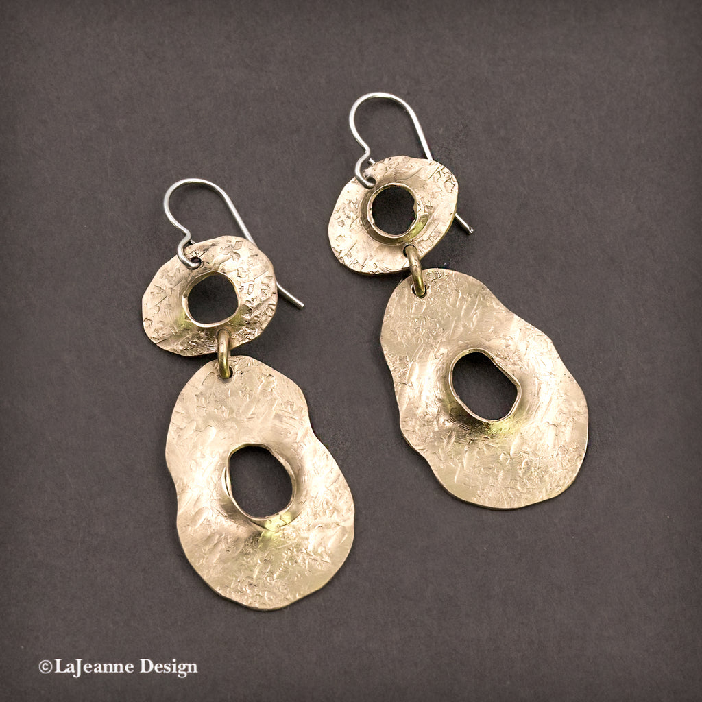 Textured Brass Earrings