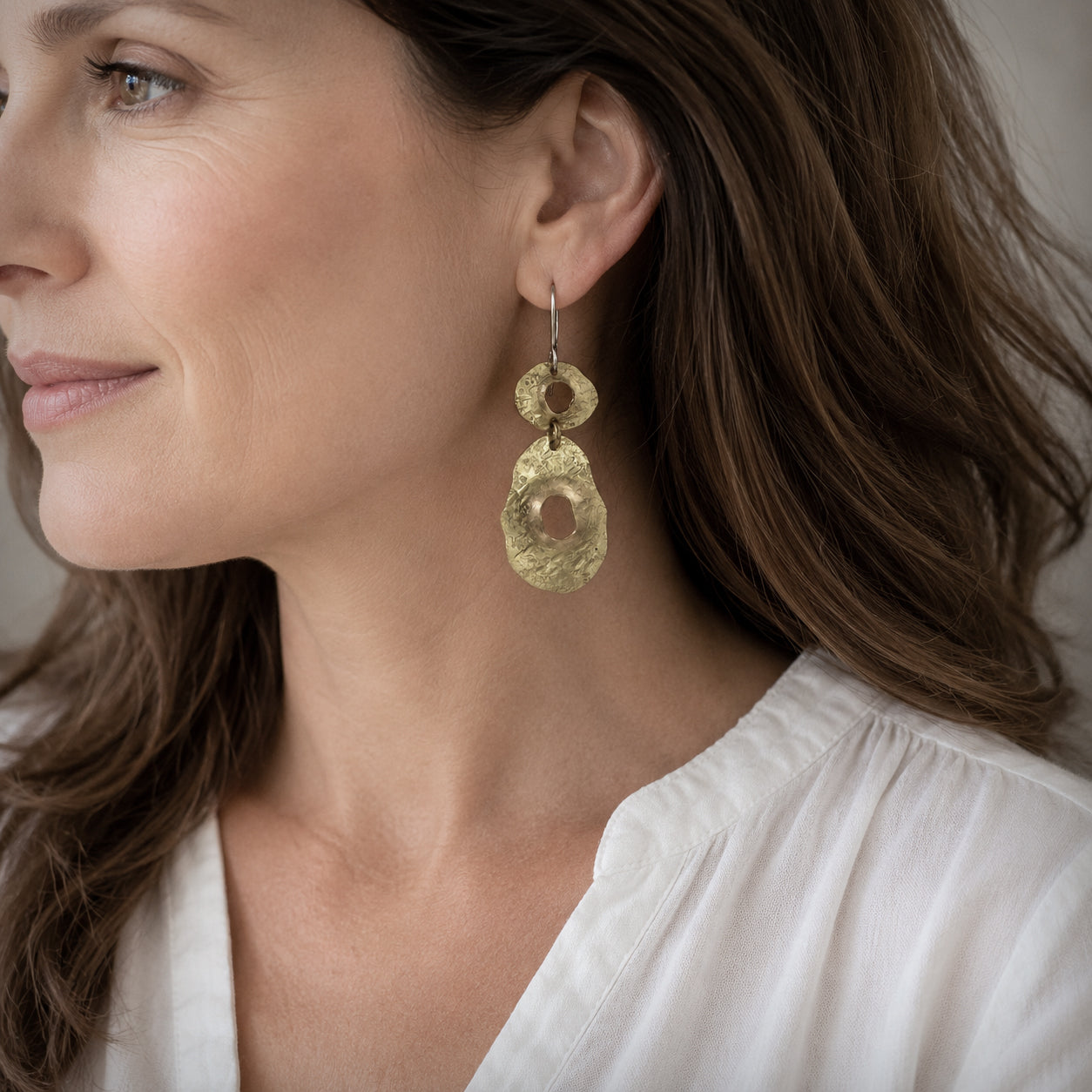 Textured Brass Earrings