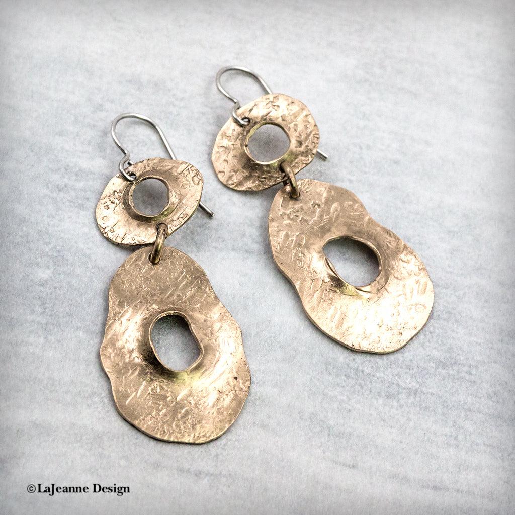 Textured Brass Earrings
