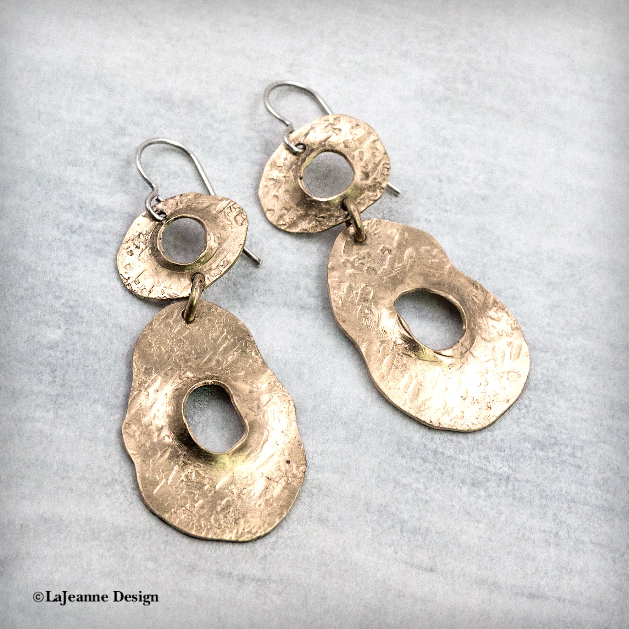 Textured Brass Earrings