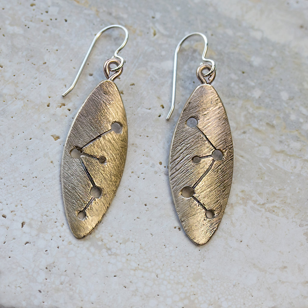 Textured Brass Dangle Earrings