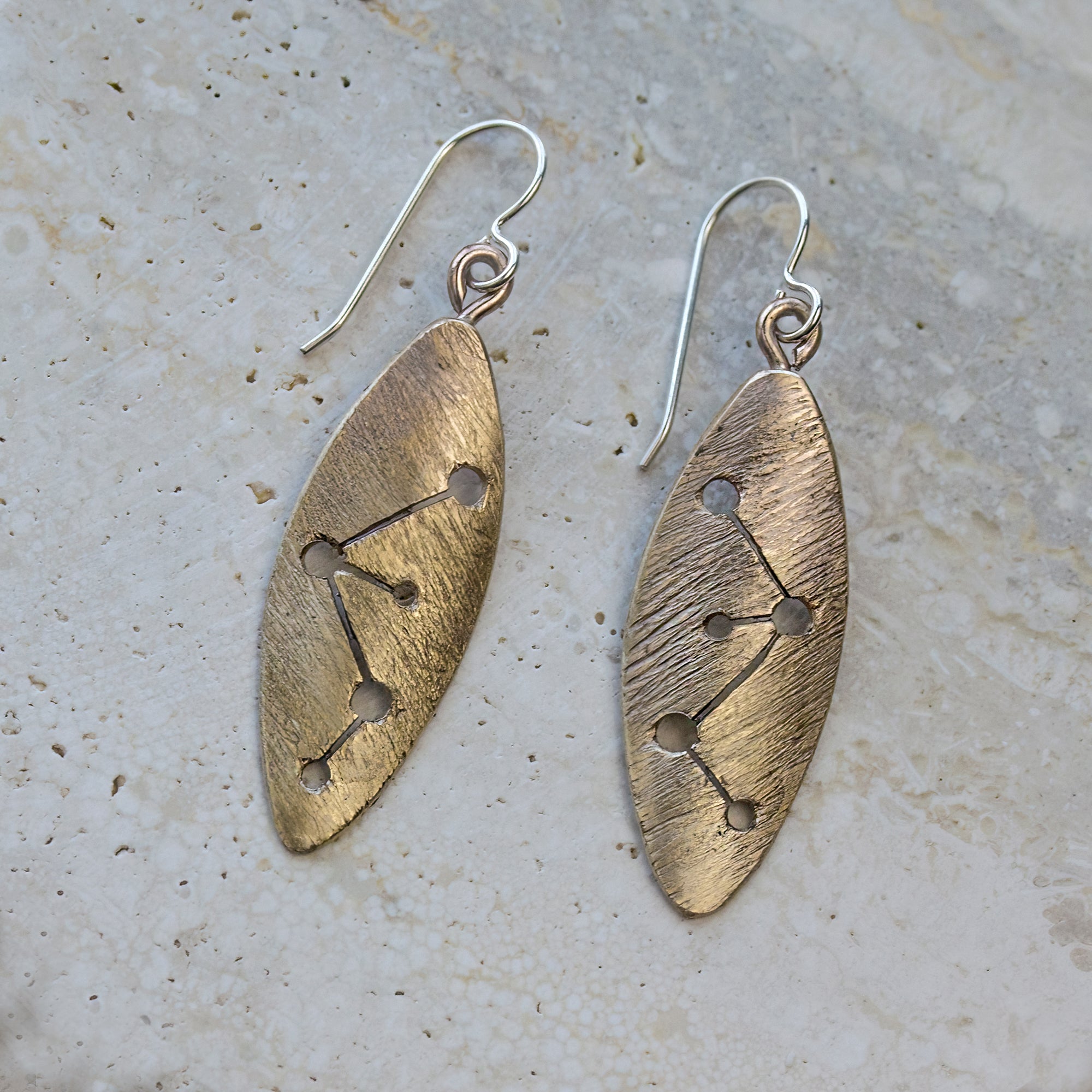 Textured Brass Dangle Earrings